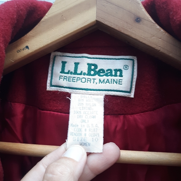 Vintage L.L.Bean Wool Coat Winter Red size 10 - Picture 4 of 7